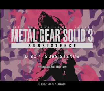 Metal Gear Solid 3 - Subsistence (Japan) (Shokai Seisanban) screen shot title